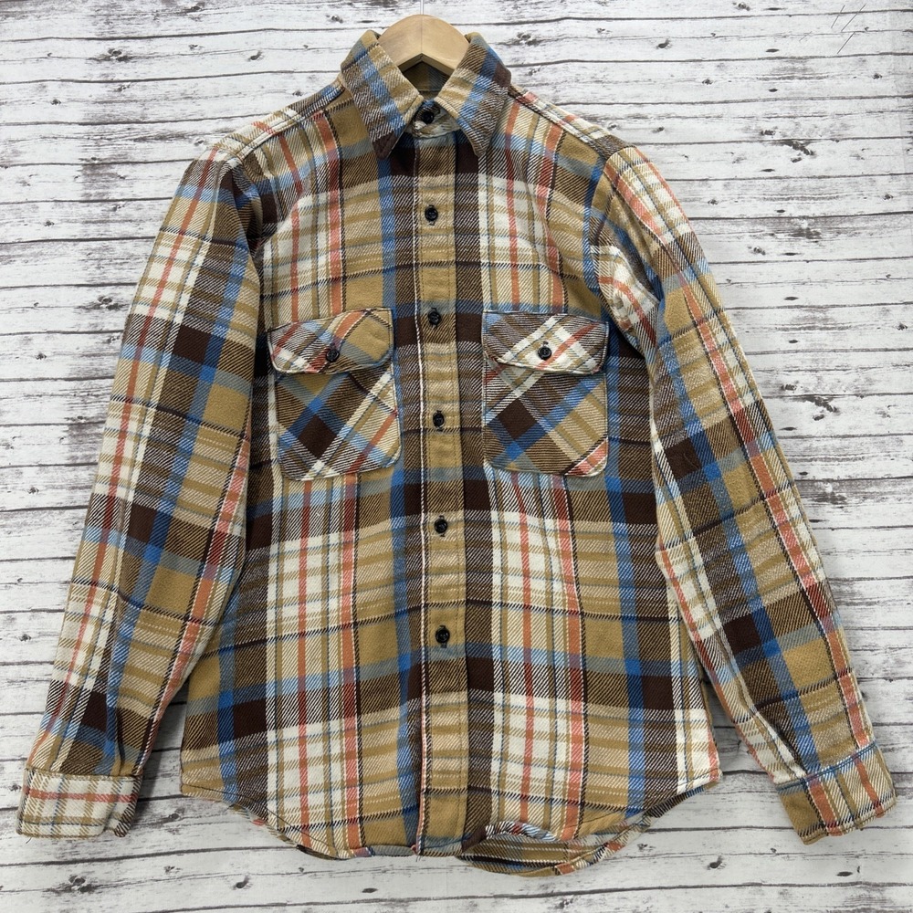 VINTAGE Five Brother Shirt Mens Small Plaid Flannel 90s Grunge Made In USA
